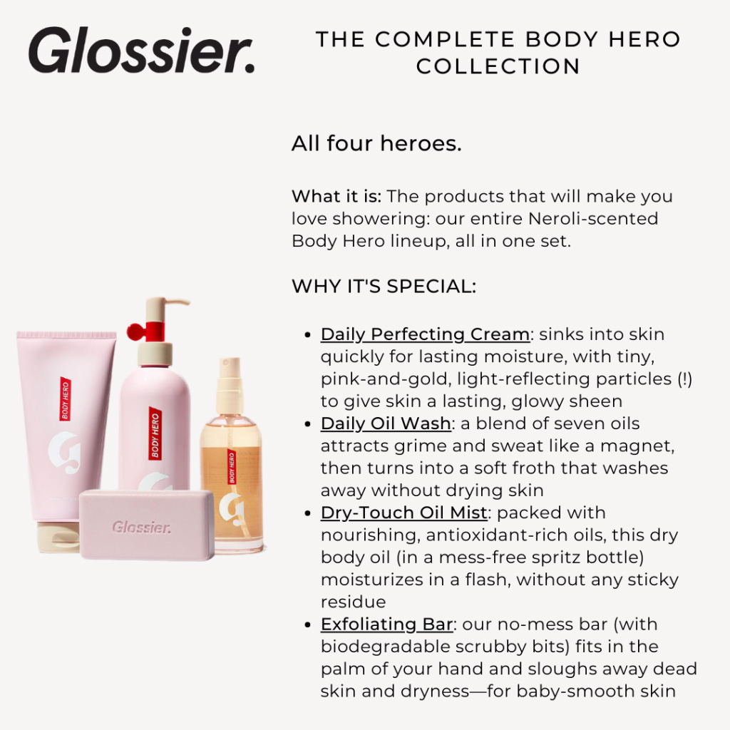 Glossier body hero collection