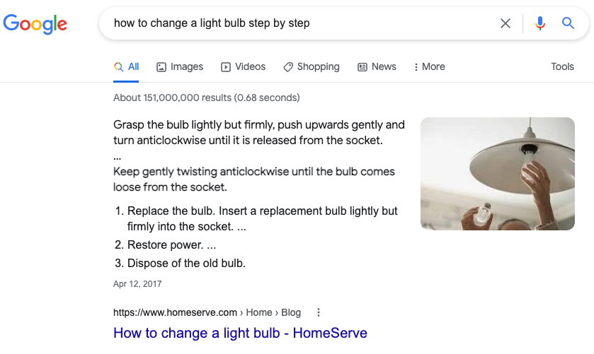 listicle featured snippet